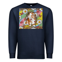 Navy Watercolor Easter Bunny With Daisy Premium Sweatshirt - RanaPortraitStore