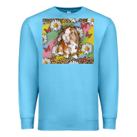 Ocean Blue Watercolor Easter Bunny With Daisy Premium Sweatshirt - RanaPortraitStore
