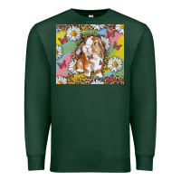 Sports Green Watercolor Easter Bunny With Daisy Premium Sweatshirt - RanaPortraitStore