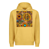 Antique Gold our lady of guadalupe sunflower  seamless pattern Premium Hoodie - JahusDesignShop
