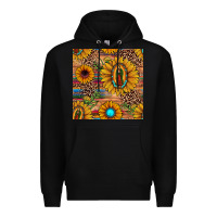 Black our lady of guadalupe sunflower  seamless pattern Premium Hoodie - JahusDesignShop