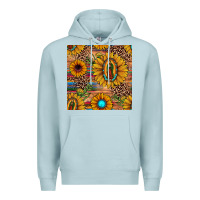 Blue Mist our lady of guadalupe sunflower  seamless pattern Premium Hoodie - JahusDesignShop