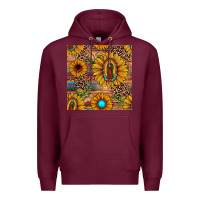 Burgundy our lady of guadalupe sunflower  seamless pattern Premium Hoodie - JahusDesignShop