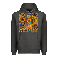 Charcoal Heather our lady of guadalupe sunflower  seamless pattern Premium Hoodie - JahusDesignShop