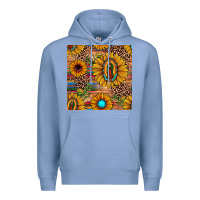 Colony Blue our lady of guadalupe sunflower  seamless pattern Premium Hoodie - JahusDesignShop