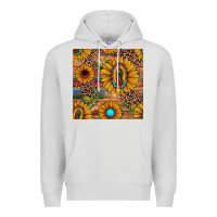 Dove Grey our lady of guadalupe sunflower  seamless pattern Premium Hoodie - JahusDesignShop
