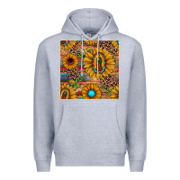 Heather Grey our lady of guadalupe sunflower  seamless pattern Premium Hoodie - JahusDesignShop
