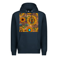 Navy our lady of guadalupe sunflower  seamless pattern Premium Hoodie - JahusDesignShop