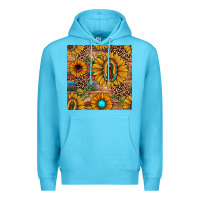 Ocean Blue our lady of guadalupe sunflower  seamless pattern Premium Hoodie - JahusDesignShop