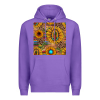 Purple our lady of guadalupe sunflower  seamless pattern Premium Hoodie - JahusDesignShop