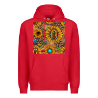 Red our lady of guadalupe sunflower  seamless pattern Premium Hoodie - JahusDesignShop