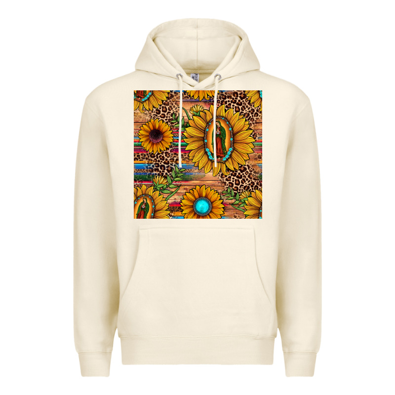 Our Lady Of Guadalupe Sunflower  Seamless Pattern Premium Hoodie by JahusDesignShop | Teevron