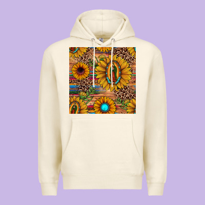 Our Lady Of Guadalupe Sunflower  Seamless Pattern Premium Hoodie Designed By Jahusdesignshop