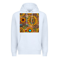 White our lady of guadalupe sunflower  seamless pattern Premium Hoodie - JahusDesignShop
