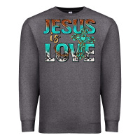 Charcoal Heather jesus is love Premium Sweatshirt - texasbilliewilder