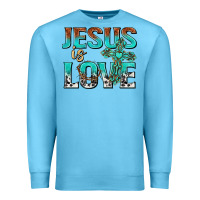 Ocean Blue jesus is love Premium Sweatshirt - texasbilliewilder