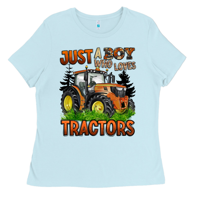 Just A Boy Who Loves Tractors Ladies Tee by BarkalooDesign | Teevron