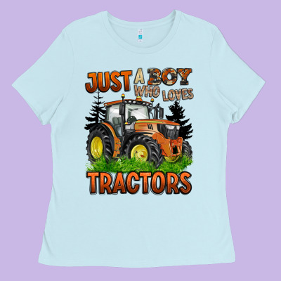Just A Boy Who Loves Tractors Ladies Tee Designed By Barkaloodesign