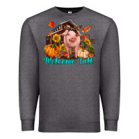 Charcoal Heather Welcome fall pig Premium Sweatshirt - RanaPortraitStore