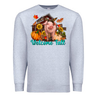 Heather Grey Welcome fall pig Premium Sweatshirt - RanaPortraitStore