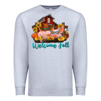 Heather Grey Welcome fall pigs Premium Sweatshirt - RanaPortraitStore