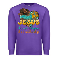 Purple jesus it s not religion it s a relationship Premium Sweatshirt - texasbilliewilder