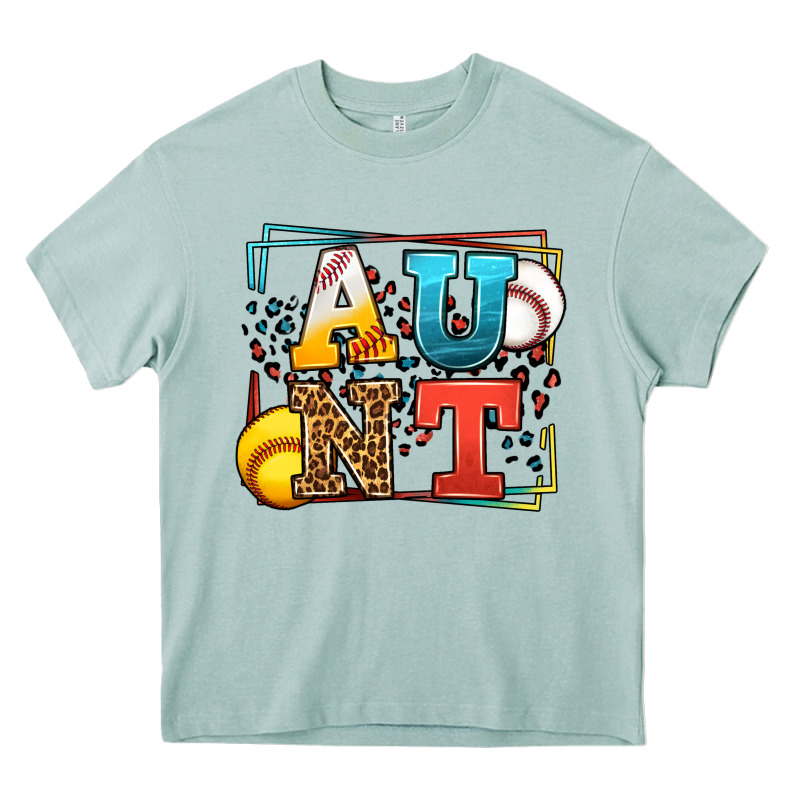 Baseball And Softball Aunt Leopard Frame Heavy Core Tee by LillyAllenDesigns | Teevron