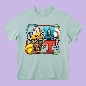 Baseball And Softball Aunt Leopard Frame Heavy Core Tee Designed By Lillyallendesigns