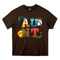 Chocolate Brown Baseball and Softball aunt leopard frame Heavy Core Tee - LillyAllenDesigns