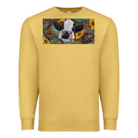 Antique Gold Baby cow with sunflower and leopard Premium Sweatshirt - RanaPortraitStore