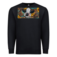 Black Baby cow with sunflower and leopard Premium Sweatshirt - RanaPortraitStore