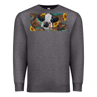 Charcoal Heather Baby cow with sunflower and leopard Premium Sweatshirt - RanaPortraitStore