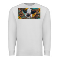 Dove Grey Baby cow with sunflower and leopard Premium Sweatshirt - RanaPortraitStore