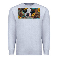 Heather Grey Baby cow with sunflower and leopard Premium Sweatshirt - RanaPortraitStore