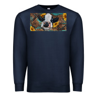 Navy Baby cow with sunflower and leopard Premium Sweatshirt - RanaPortraitStore
