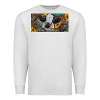 Oatmeal Heather Baby cow with sunflower and leopard Premium Sweatshirt - RanaPortraitStore