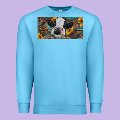 Premium Sweatshirt Baby cow with sunflower and leopard