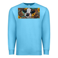 Ocean Blue Baby cow with sunflower and leopard Premium Sweatshirt - RanaPortraitStore
