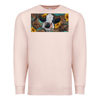 Pale Pink Baby cow with sunflower and leopard Premium Sweatshirt - RanaPortraitStore