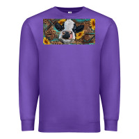 Purple Baby cow with sunflower and leopard Premium Sweatshirt - RanaPortraitStore
