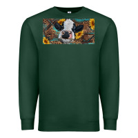Sports Green Baby cow with sunflower and leopard Premium Sweatshirt - RanaPortraitStore