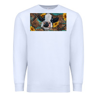 White Baby cow with sunflower and leopard Premium Sweatshirt - RanaPortraitStore