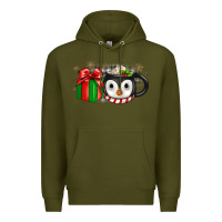 Army Green Christmas penguin coffee Premium Hoodie - JahusDesignShop