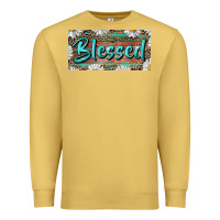 Antique Gold Blessed With Daisy And Leopard Premium Sweatshirt - RanaPortraitStore