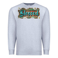 Heather Grey Blessed With Daisy And Leopard Premium Sweatshirt - RanaPortraitStore