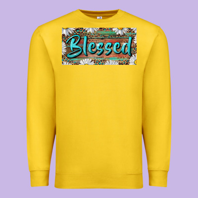 Premium Sweatshirt Blessed With Daisy And Leopard