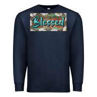 Navy Blessed With Daisy And Leopard Premium Sweatshirt - RanaPortraitStore