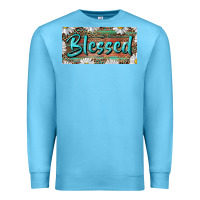 Ocean Blue Blessed With Daisy And Leopard Premium Sweatshirt - RanaPortraitStore