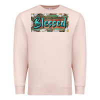 Pale Pink Blessed With Daisy And Leopard Premium Sweatshirt - RanaPortraitStore