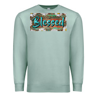 Seafoam Blessed With Daisy And Leopard Premium Sweatshirt - RanaPortraitStore